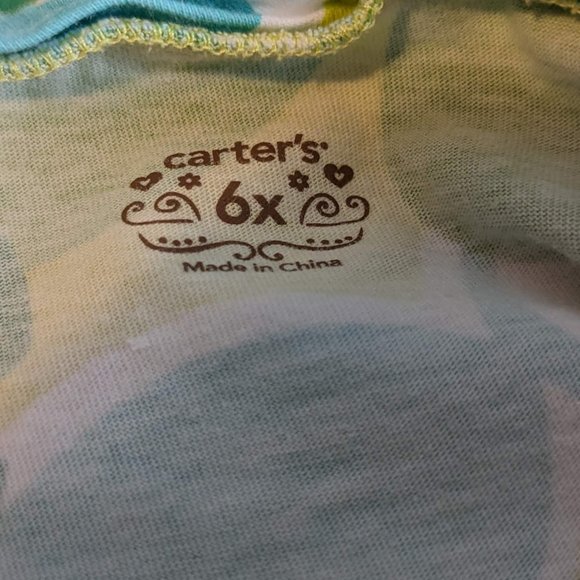 Carters Green & Yellow Floral Short Sleeve Dress Size 6X - Picture 6 of 8